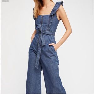 Free People Sun Valley Denim Jumpsuit